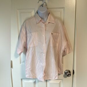Pink and white vintage Chic button up shirt-size large